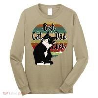 Best Cat Dad Ever Tuxedo Fathers Day Gift Funny Retro Long Sleeve Shirt thumb 0