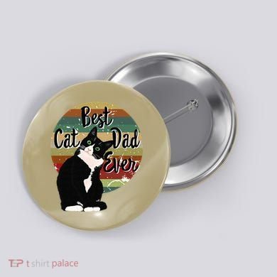 Best Cat Dad Ever Tuxedo Fathers Day Gift Funny Retro Button