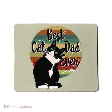 Best Cat Dad Ever Tuxedo Fathers Day Gift Funny Retro Mousepad