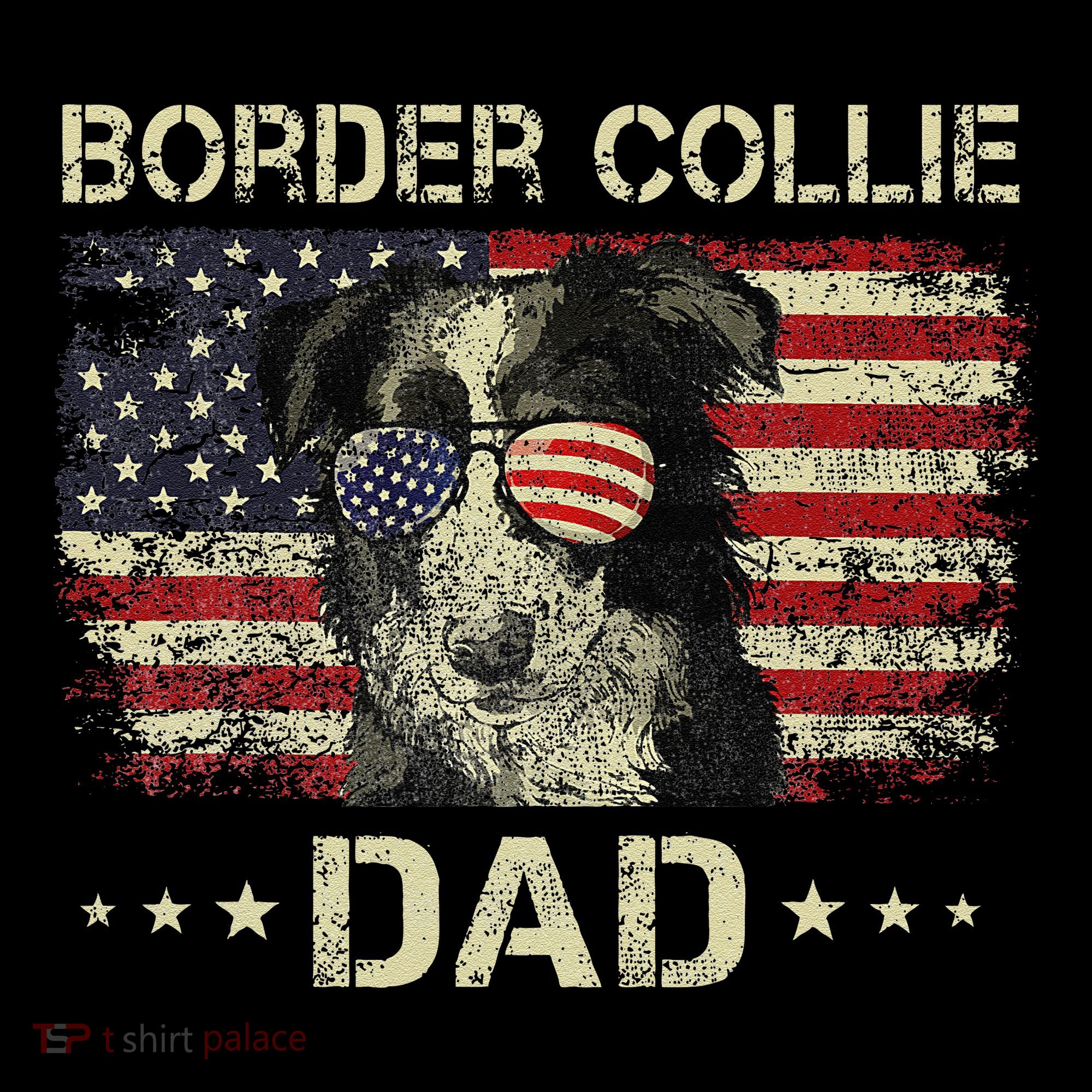 Border Collie Dad Dog Lovers American Flag 4th Of July Coffee Mug