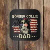 Border Collie Dad Dog Lovers American Flag 4th Of July Coaster thumb 0