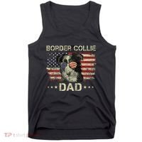 Border Collie Dad Dog Lovers American Flag 4th Of July Tank Top thumb 0
