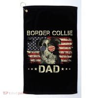 Border Collie Dad Dog Lovers American Flag 4th Of July Golf Towel thumb 0