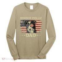 Border Collie Dad Dog Lovers American Flag 4th Of July Long Sleeve Shirt thumb 0