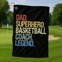 Basketball coach dad Golf Towel thumb 1