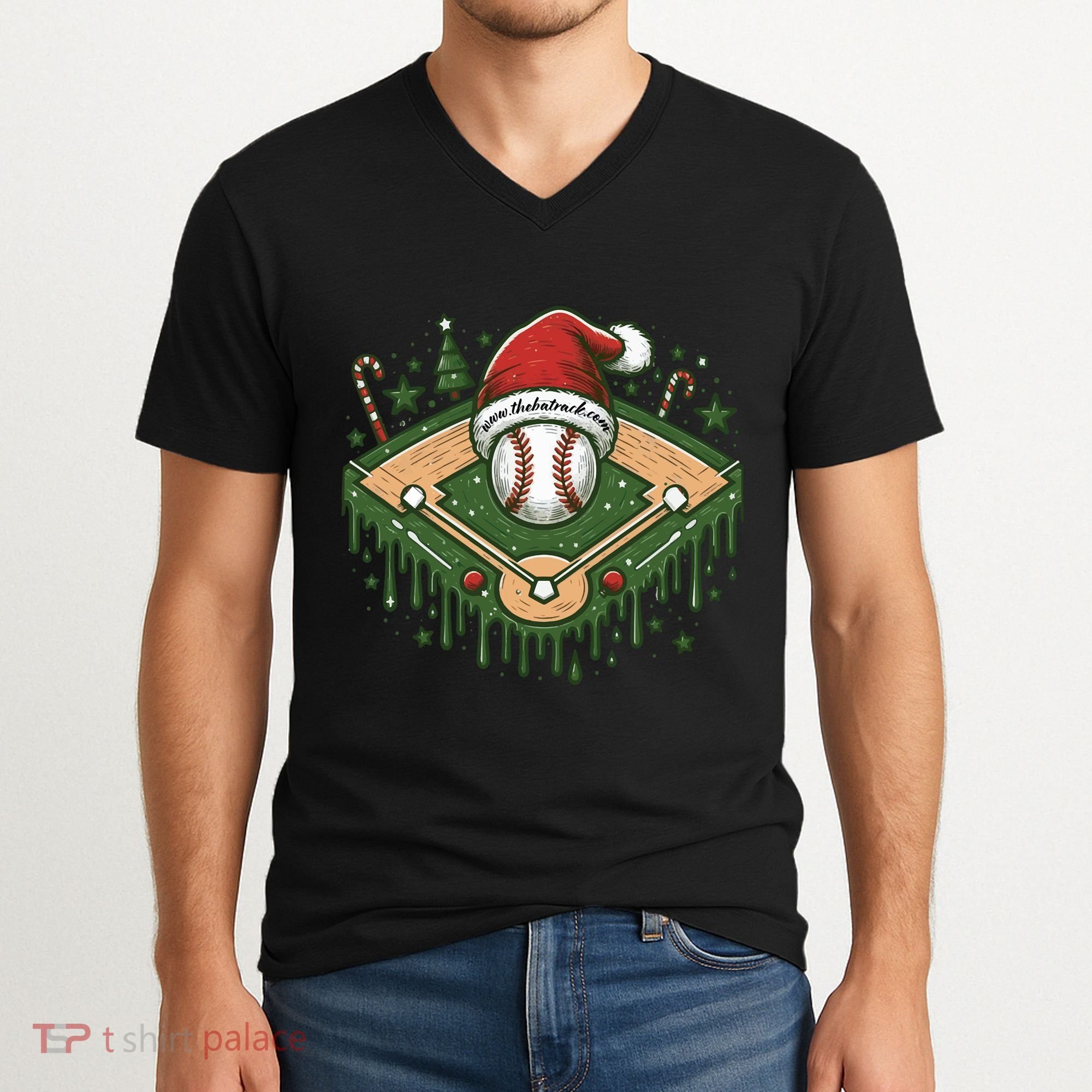 Baseball Christmasholiday Drip V-Neck T-Shirt