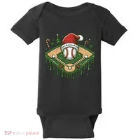 Baseball Christmasholiday Drip Baby Bodysuit thumb 0