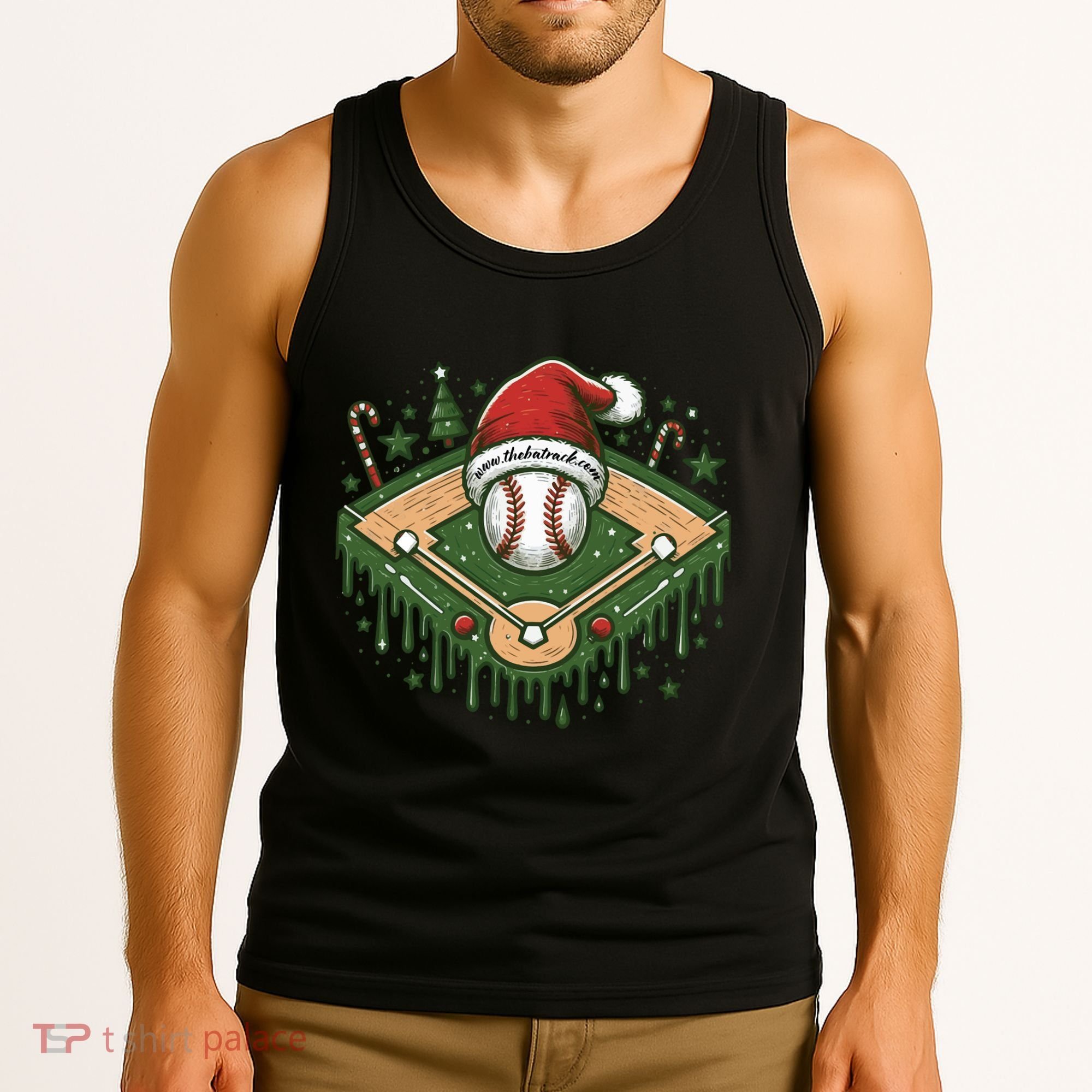 Baseball Christmasholiday Drip Tank Top