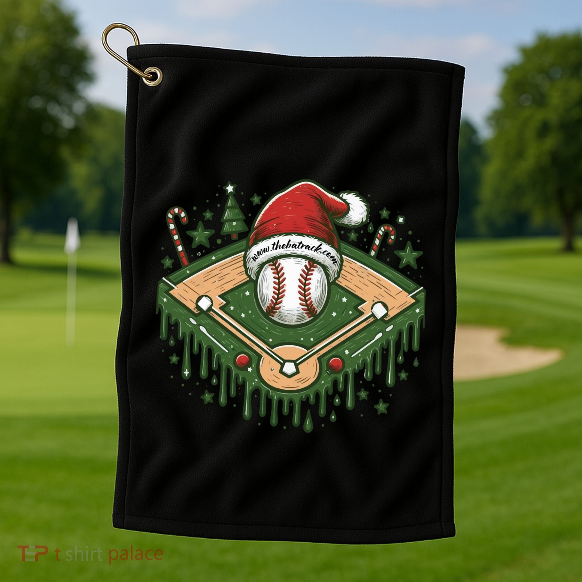 Baseball Christmasholiday Drip Golf Towel
