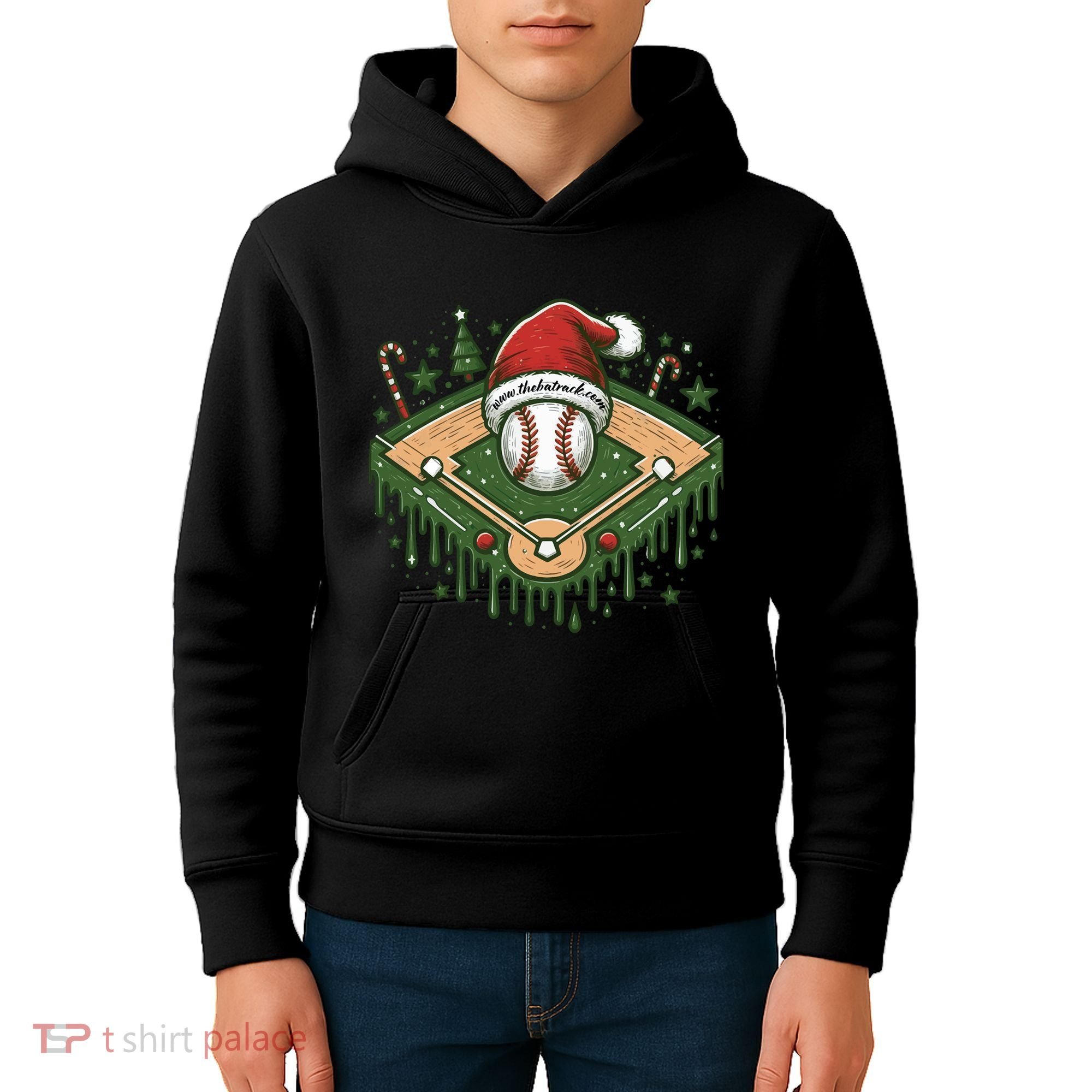 Baseball Christmasholiday Drip Kids Hoodie