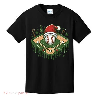 Baseball Christmasholiday Drip Kids T-Shirt