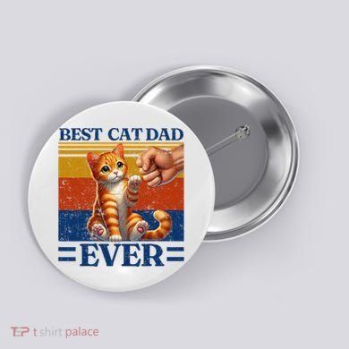 Best Cat Dad Ever Vintage Best Tabby Cat Dad Orange Tabby Button