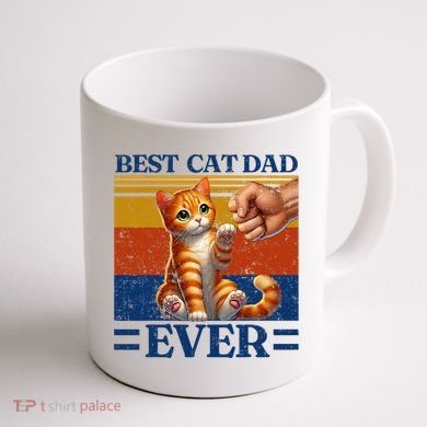 Best Cat Dad Ever Vintage Best Tabby Cat Dad Orange Tabby Coffee Mug back