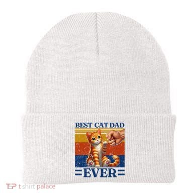 Best Cat Dad Ever Vintage Best Tabby Cat Dad Orange Tabby Beanie