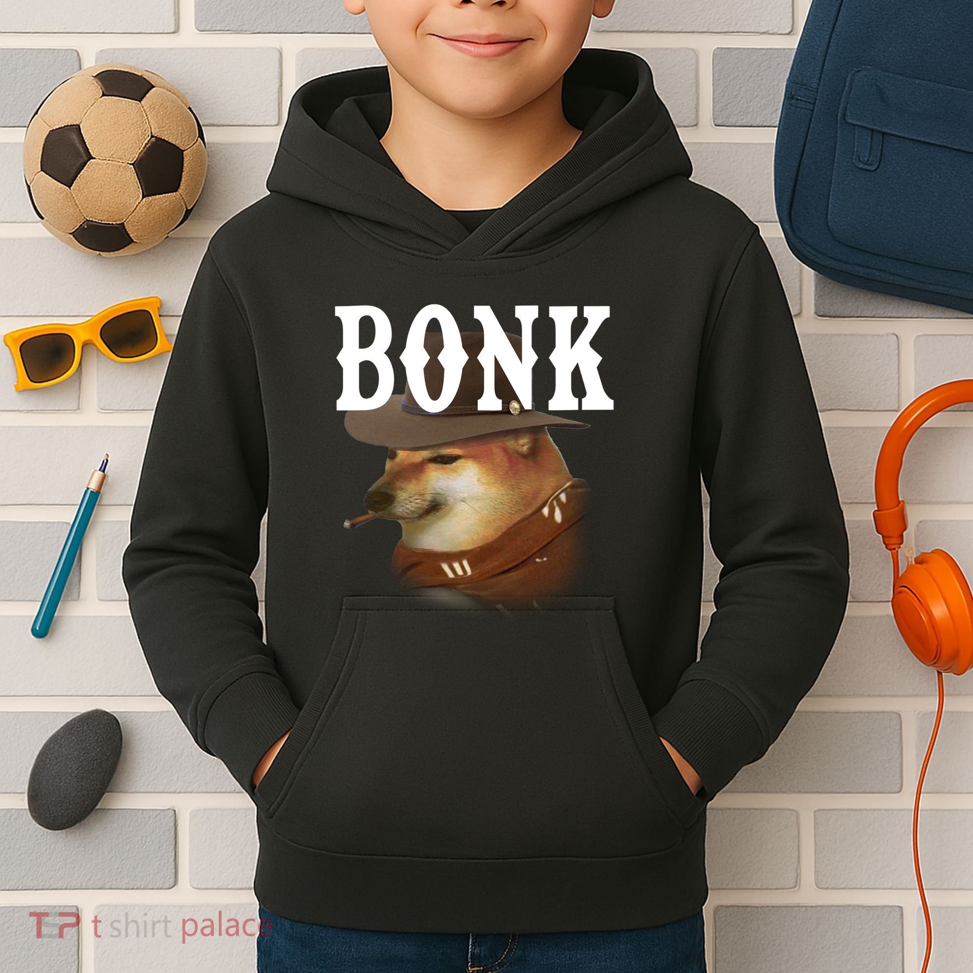 Bonk Cowboy Dog Kids Hoodie