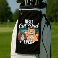 Best Cat Dad Ever Daddy Fathers Day Father Sayings Golf Towel thumb 2