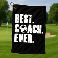 Best Coach Ever Soccer Coach Retro Golf Towel thumb 1