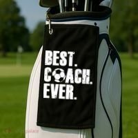 Best Coach Ever Soccer Coach Retro Golf Towel thumb 2