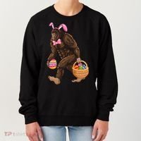 Bigfoot Carring Eggs Easter Bigfoot Easter Costume Women's Sweatshirt thumb 0