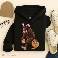 Bigfoot Carring Eggs Easter Bigfoot Easter Costume Hoodie thumb 4