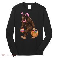 Bigfoot Carring Eggs Easter Bigfoot Easter Costume Long Sleeve Shirt thumb 0