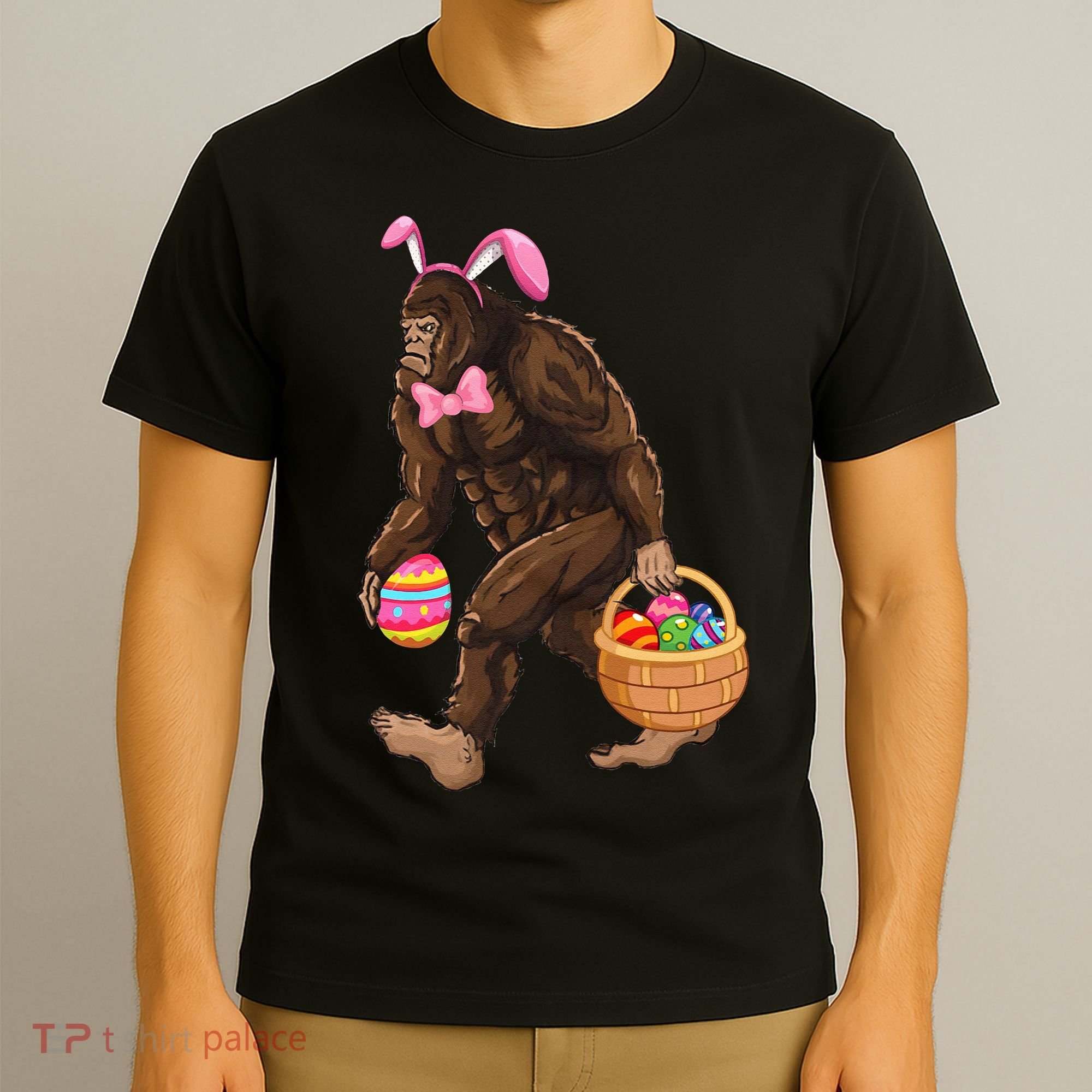 Bigfoot Carring Eggs Easter Bigfoot Easter Costume T-Shirt