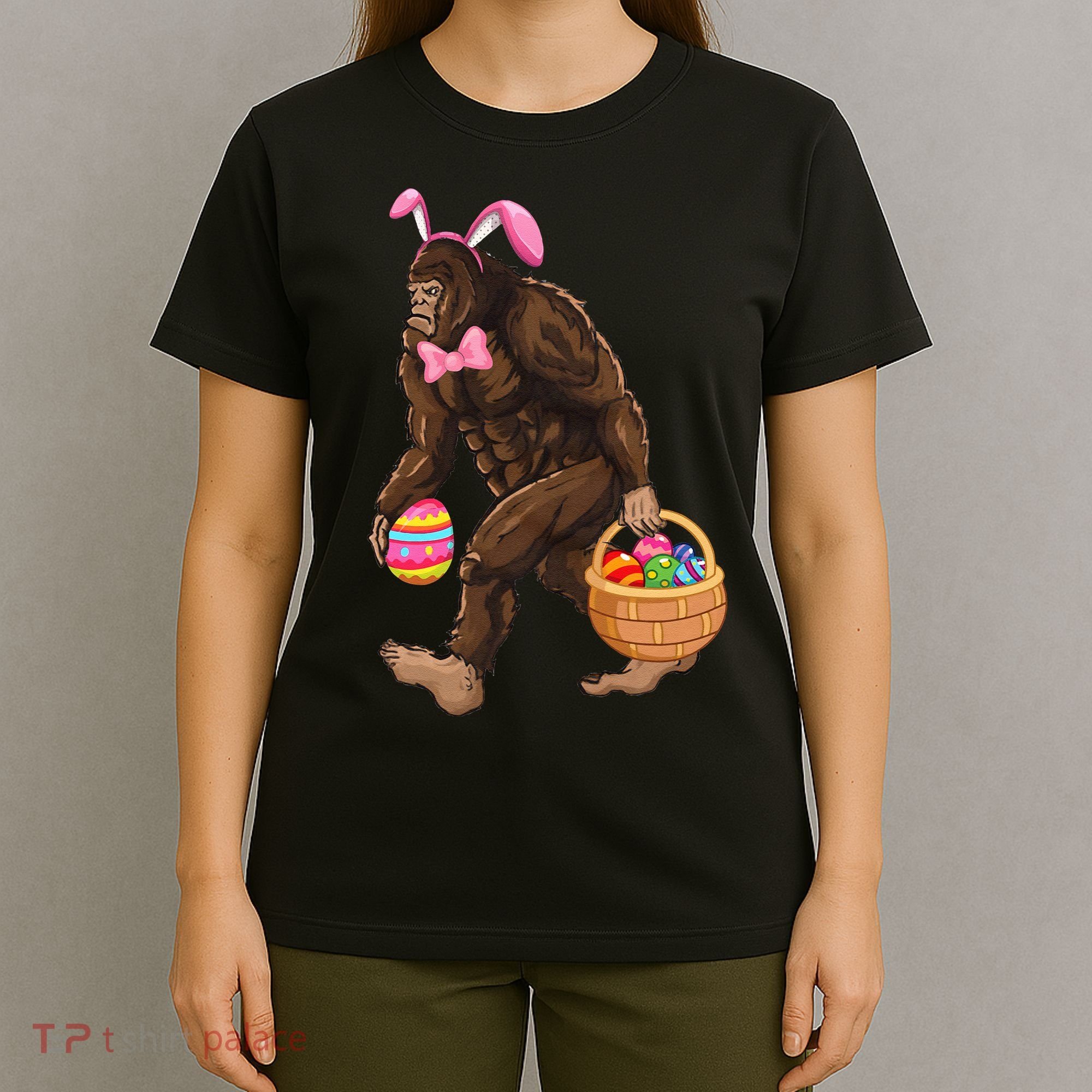 Bigfoot Carring Eggs Easter Bigfoot Easter Costume T-Shirt