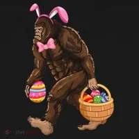 Bigfoot Carring Eggs Easter Bigfoot Easter Costume Bucket Hat thumb 4