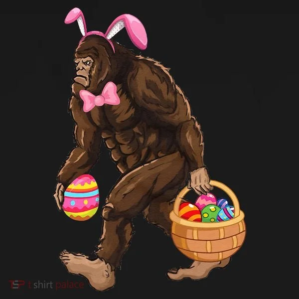Bigfoot Carring Eggs Easter Bigfoot Easter Costume Bucket Hat
