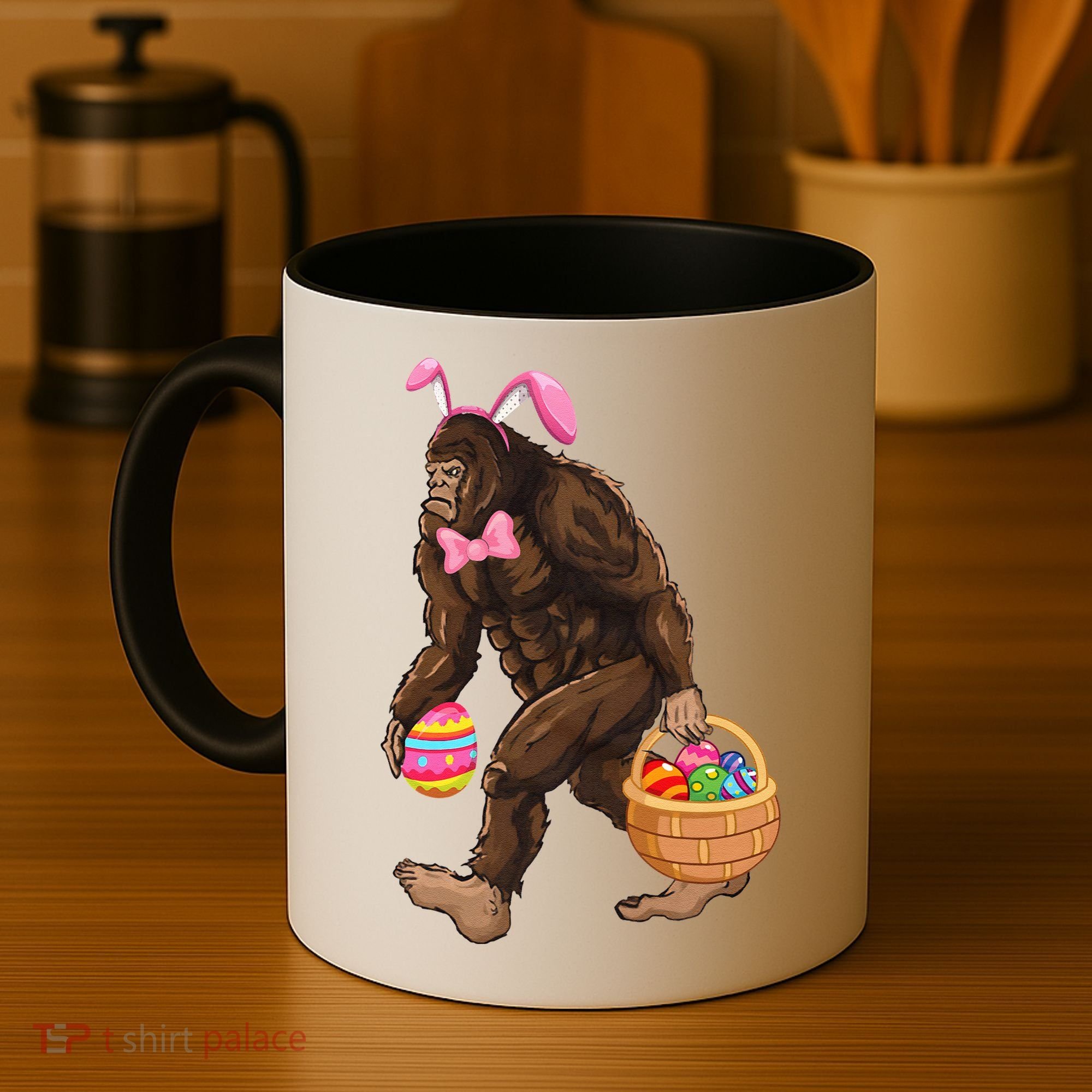 Bigfoot Carring Eggs Easter Bigfoot Easter Costume Coffee Mug