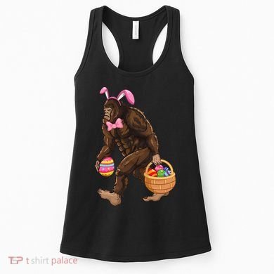 Bigfoot Carring Eggs Easter Bigfoot Easter Costume Women's Tank Top