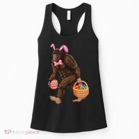 Bigfoot Carring Eggs Easter Bigfoot Easter Costume Women's Tank Top thumb 0