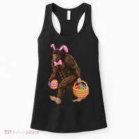 Bigfoot Carring Eggs Easter Bigfoot Easter Costume Women's Tank Top thumb 0