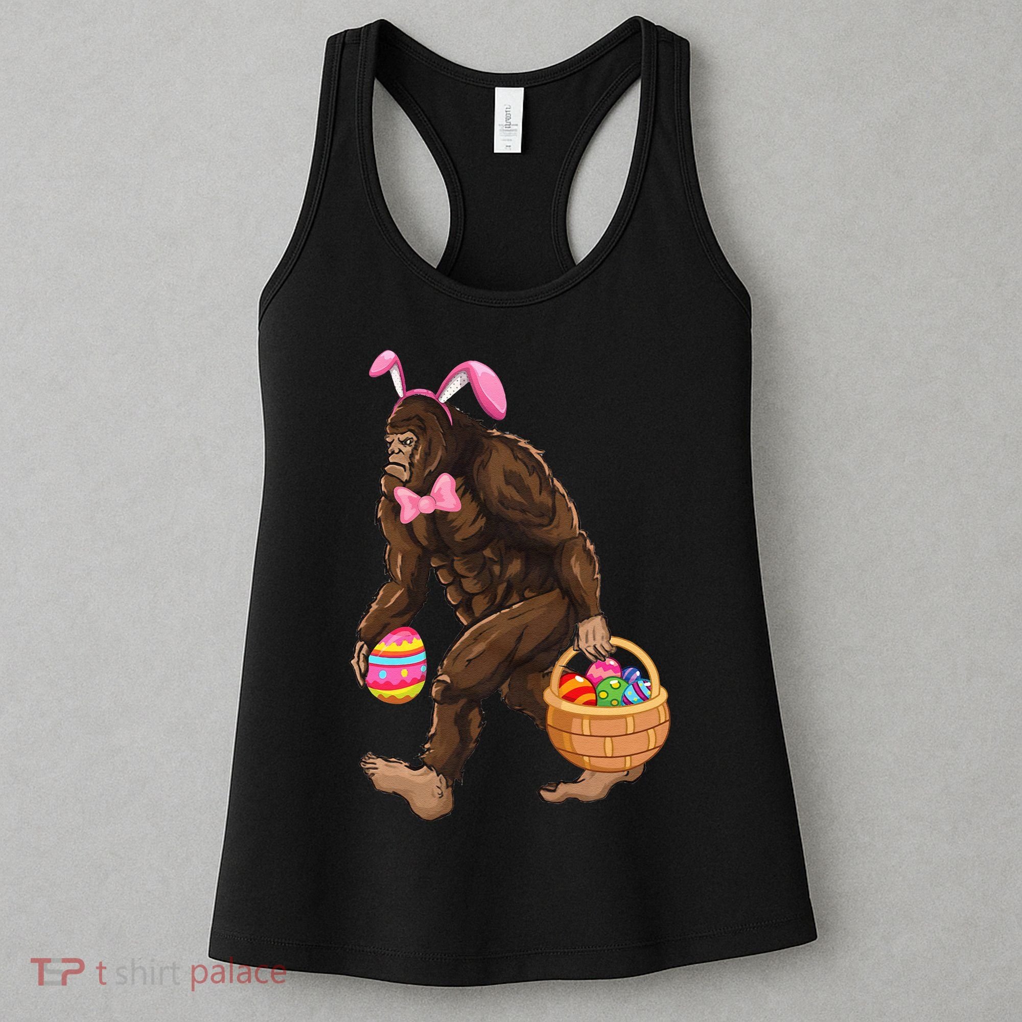 Bigfoot Carring Eggs Easter Bigfoot Easter Costume Women's Tank Top