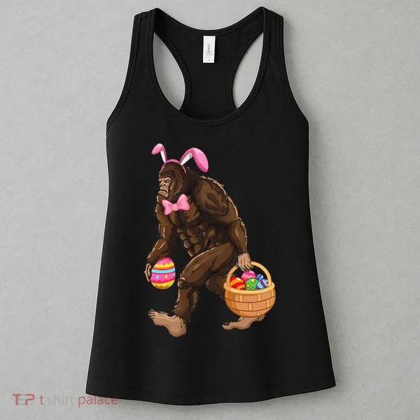 Bigfoot Carring Eggs Easter Bigfoot Easter Costume Women's Tank Top