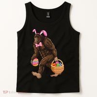 Bigfoot Carring Eggs Easter Bigfoot Easter Costume Tank Top thumb 2