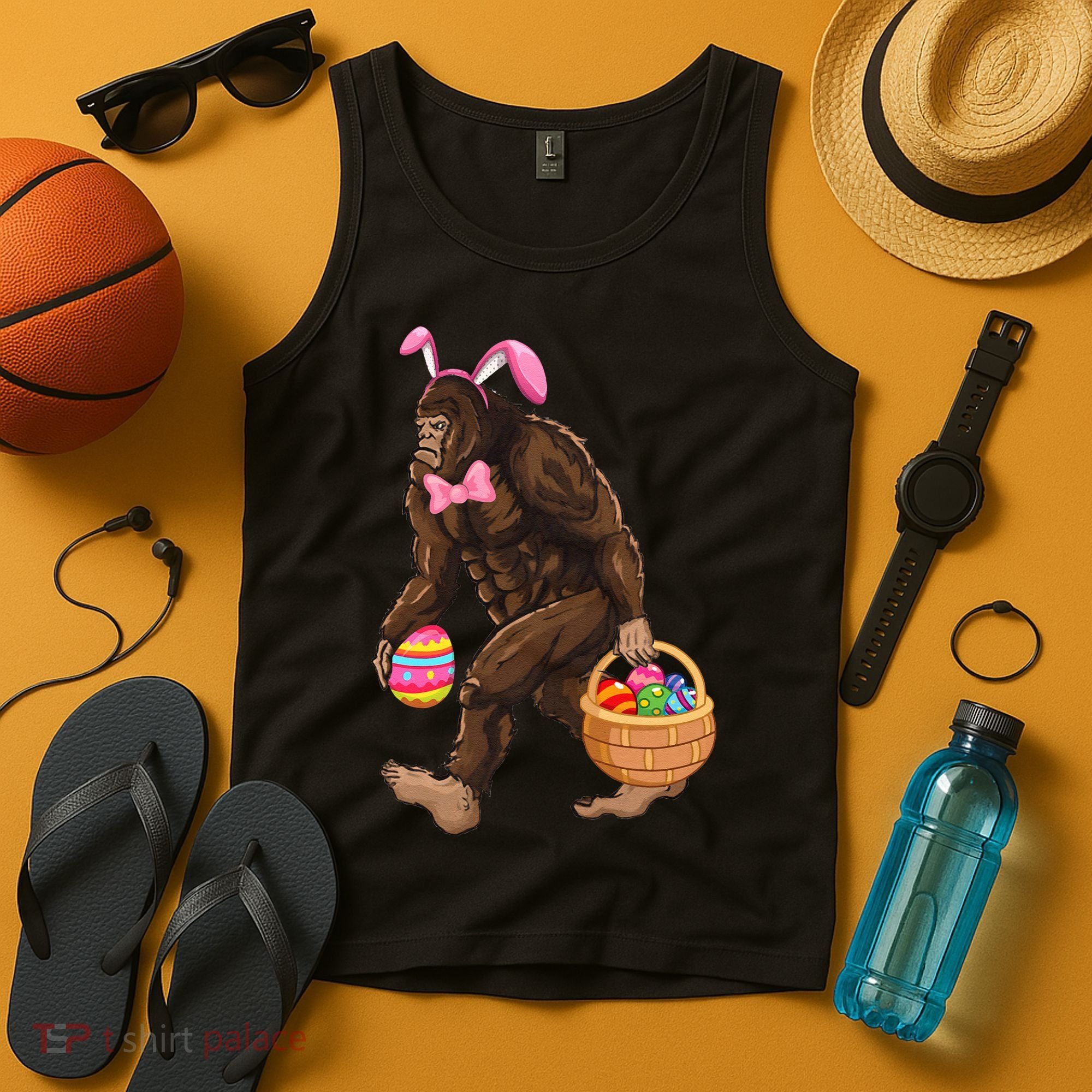Bigfoot Carring Eggs Easter Bigfoot Easter Costume Tank Top