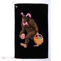 Bigfoot Carring Eggs Easter Bigfoot Easter Costume Golf Towel thumb 0