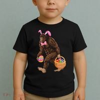 Bigfoot Carring Eggs Easter Bigfoot Easter Costume Toddler T-Shirt thumb 2