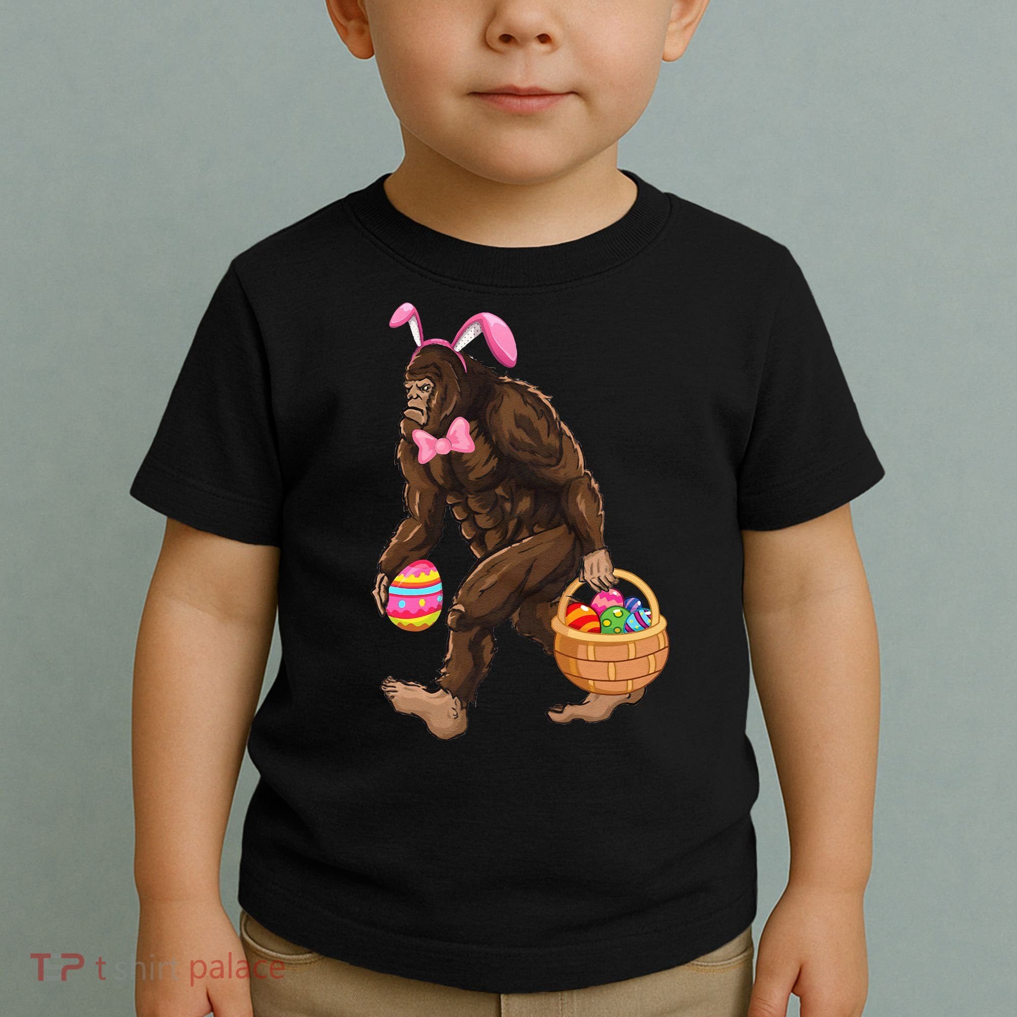 Bigfoot Carring Eggs Easter Bigfoot Easter Costume Toddler T-Shirt