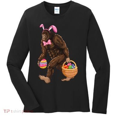 Bigfoot Carring Eggs Easter Bigfoot Easter Costume Women's Long Sleeve Shirt