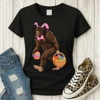 Bigfoot Carring Eggs Easter Bigfoot Easter Costume Women's T-Shirt thumb 3