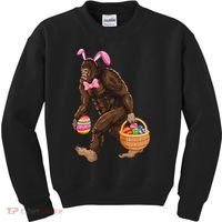 Bigfoot Carring Eggs Easter Bigfoot Easter Costume Kids Sweatshirt thumb 0