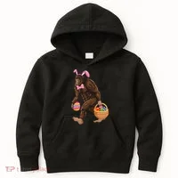 Bigfoot Carring Eggs Easter Bigfoot Easter Costume Kids Hoodie thumb 0
