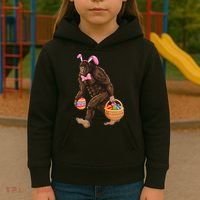 Bigfoot Carring Eggs Easter Bigfoot Easter Costume Kids Hoodie thumb 3