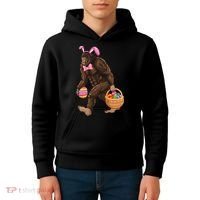 Bigfoot Carring Eggs Easter Bigfoot Easter Costume Kids Hoodie thumb 4