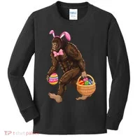 Bigfoot Carring Eggs Easter Bigfoot Easter Costume Kids Long Sleeve Shirt thumb 0