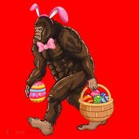 Bigfoot Carring Eggs Easter Bigfoot Easter Costume Santa Hat thumb 1
