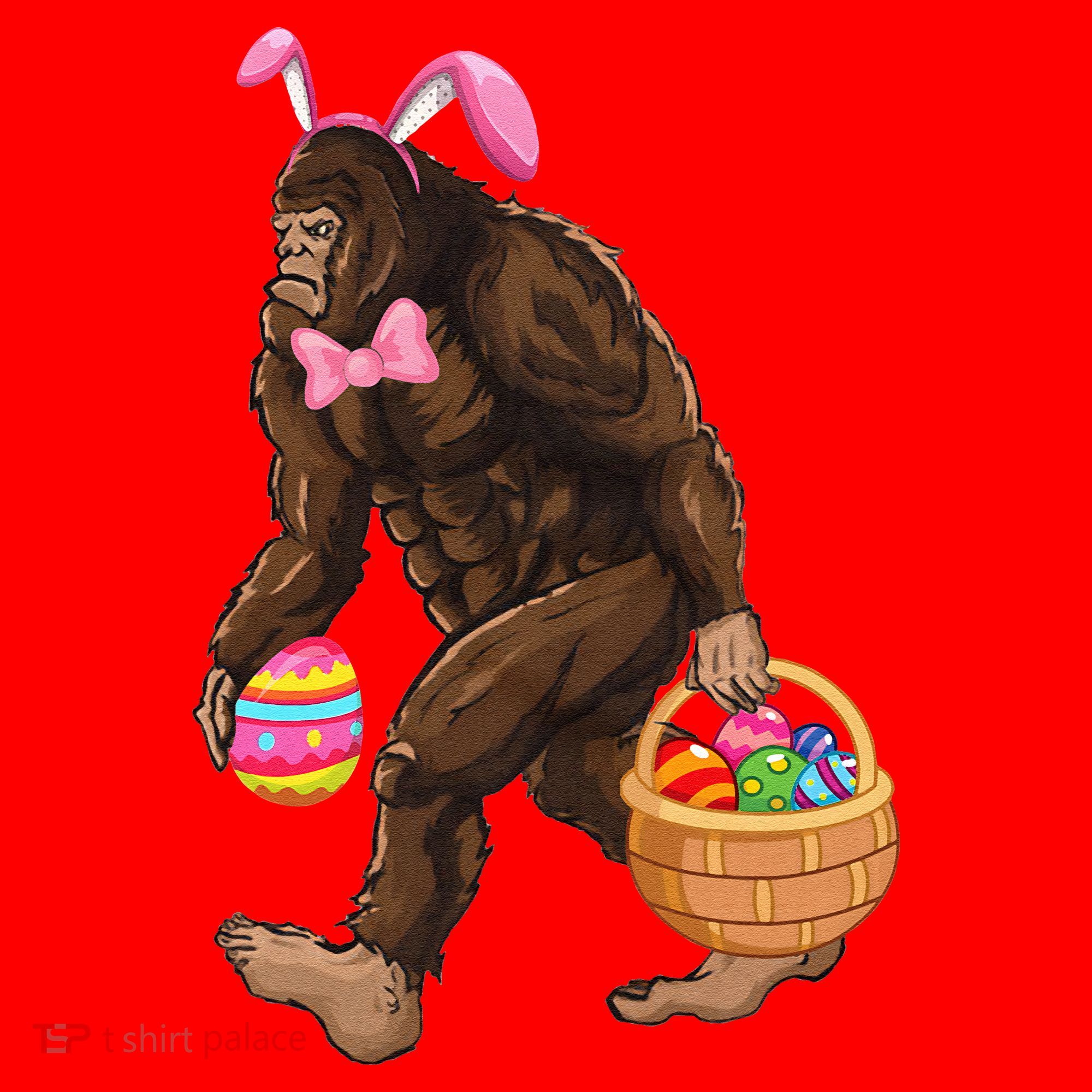 Bigfoot Carring Eggs Easter Bigfoot Easter Costume Santa Hat
