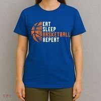 Basketball Coach Eat Sleep Basketball Repeat T-Shirt thumb 4